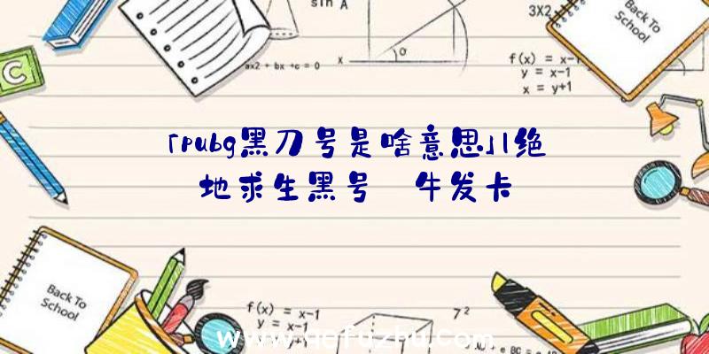 「pubg黑刀号是啥意思」|绝地求生黑号